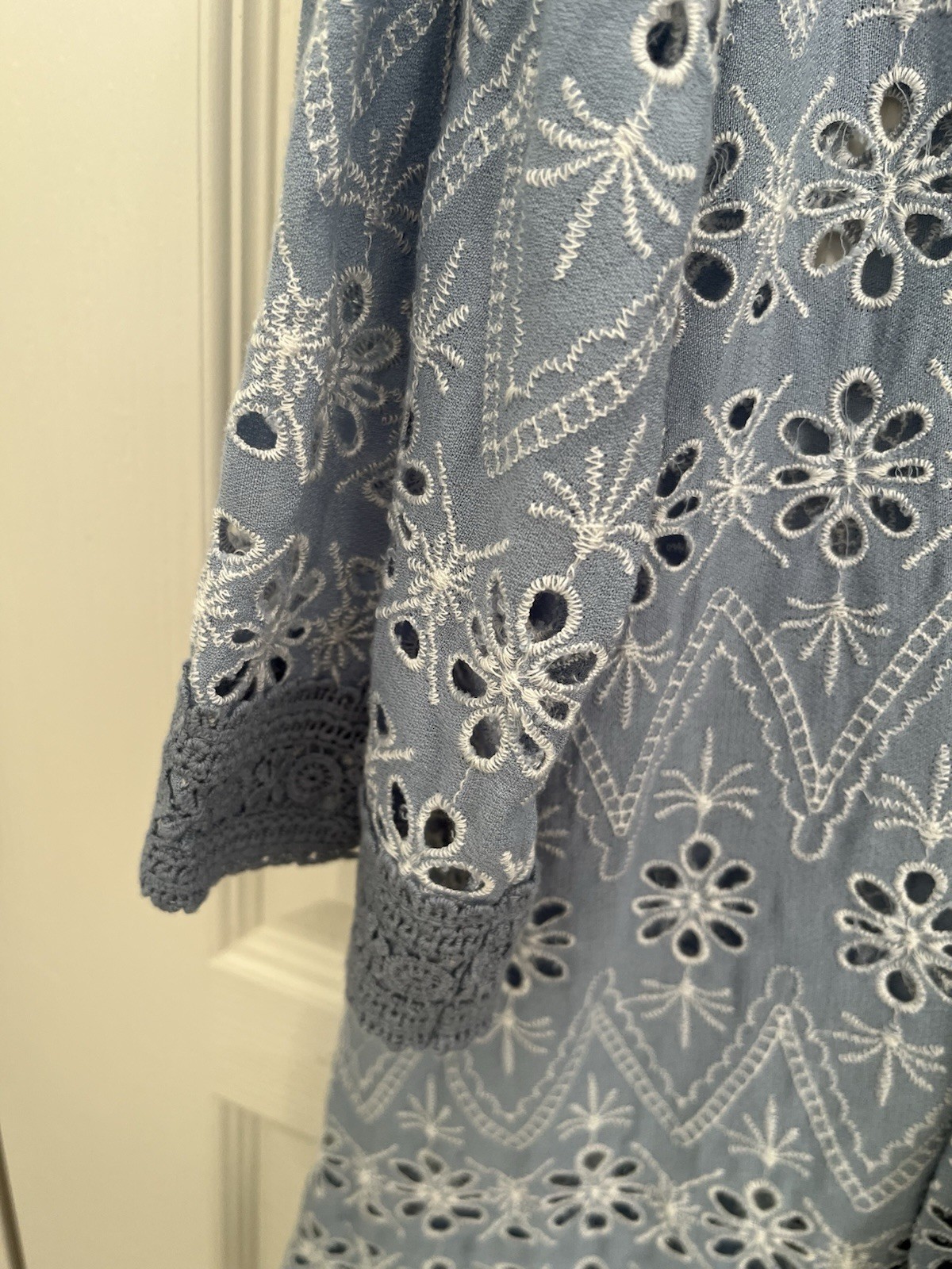 Time For Me Blue Eyelet Kimono Jacket/coverup/robe Size L/XL