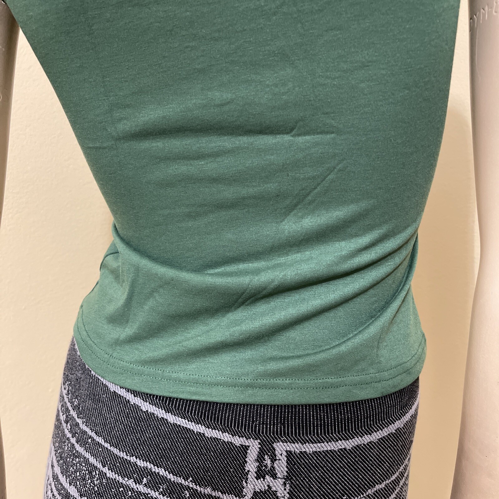 Women’s Green Polyurethane Casual Summer Stretch Slim Beaded Size S Blouse Top
