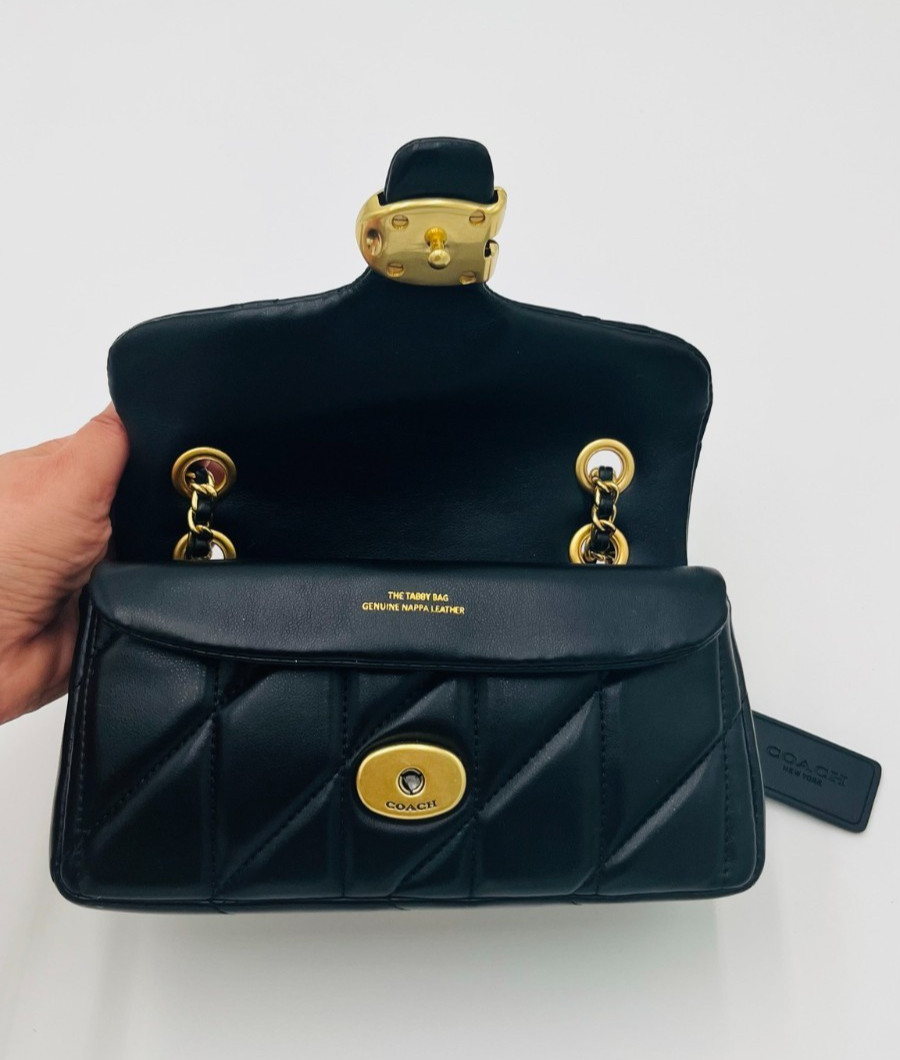 Coach Tabby 20 Black Pillow Quilted Leather Shoulder Crossbody Bag Women Purse