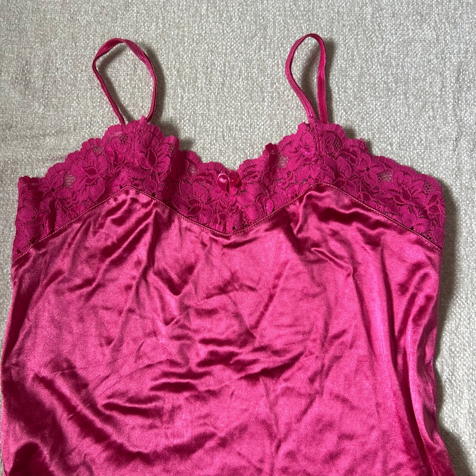 hot pink Y2K Satin Cami Top