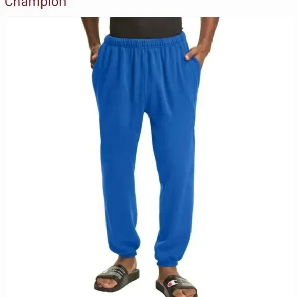 CHAMPION Powerblend Men`s Fleece Lounge Joggers Sweatpants Size XL Gray Navy