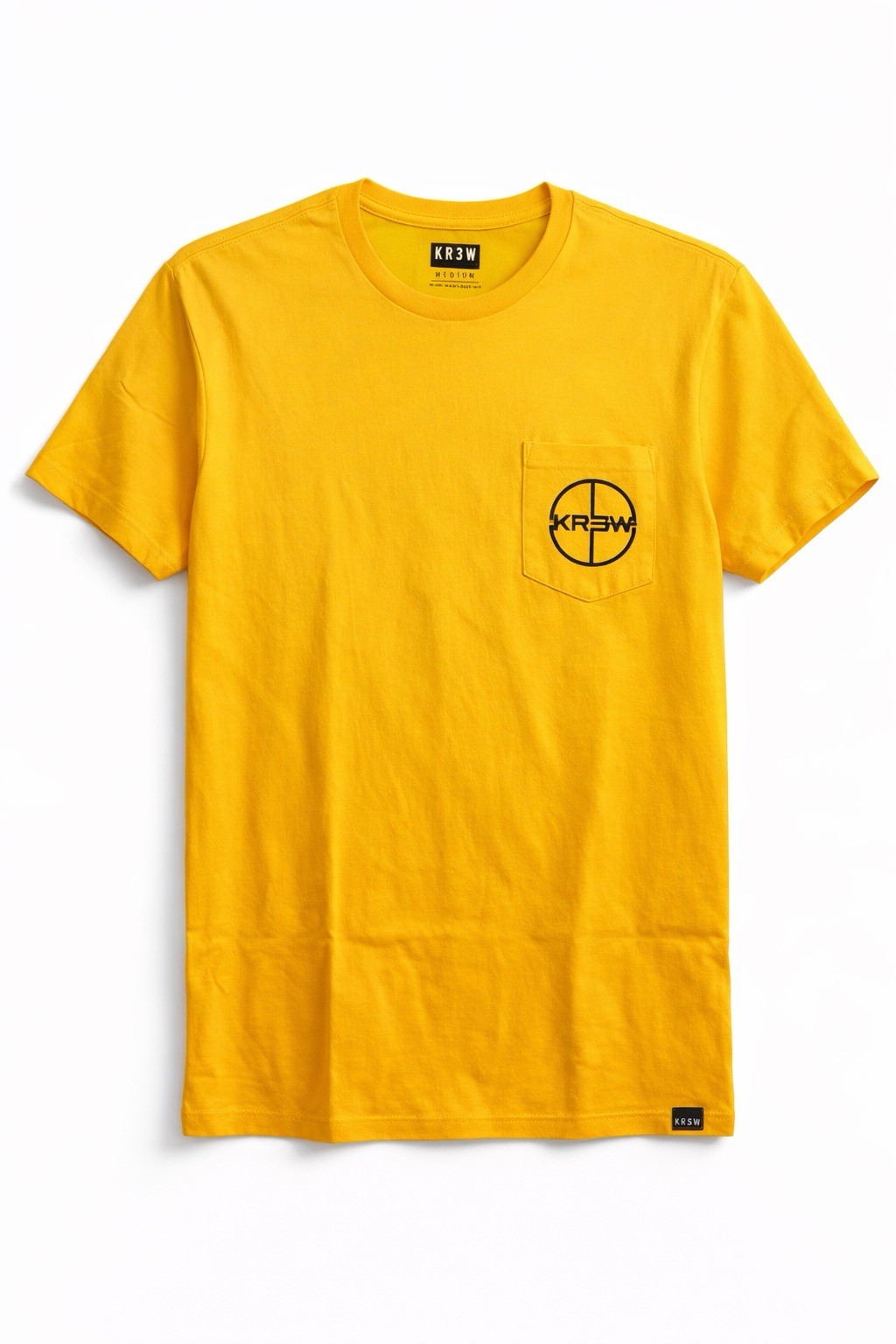 KREW Yellow Pocket T-Shirt Medium Skate Streetwear Rare Graphic Tee