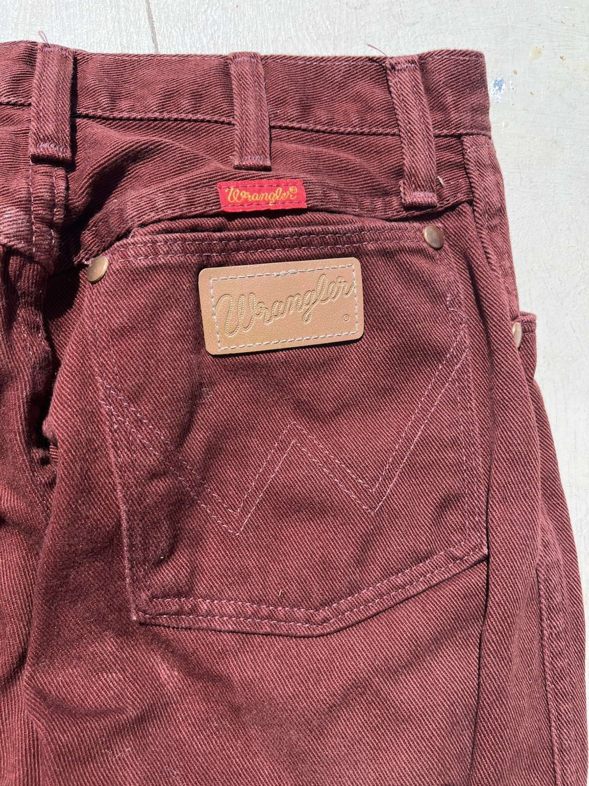 Women’s Vintage Wrangler Jeans Crimson 12MWGZ 7×34 Western USA Cowboy Rodeo