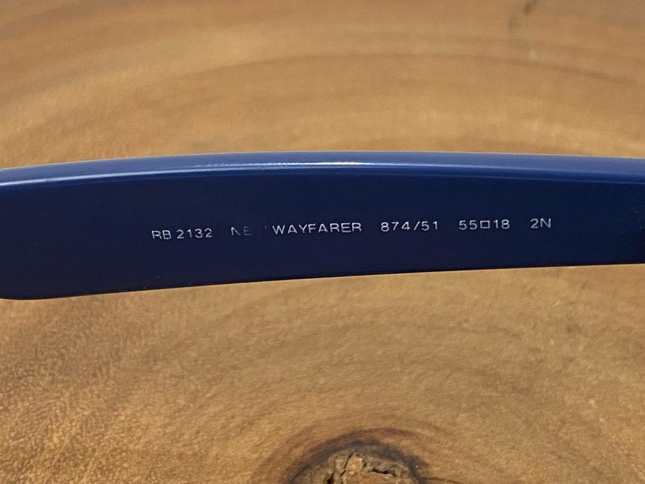 Ray Ban Sunglasses FRAME ONLY NEW WAYFARER RB 2132 874/51 Blue 55 18 mm Italy