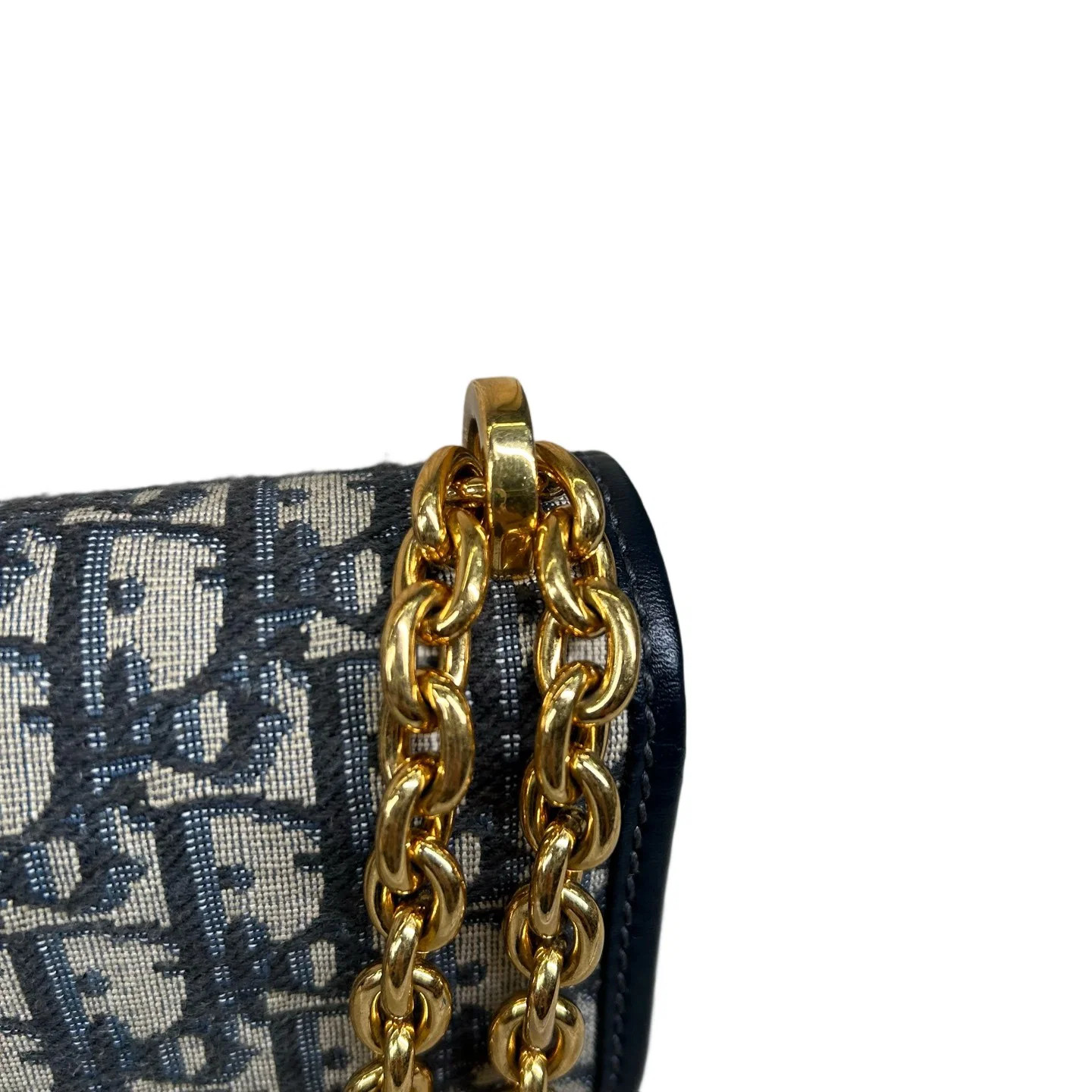 Dior 30 Montaigne Chain Flap Bag Beige Navy Black Oblique (dh072426e1r)