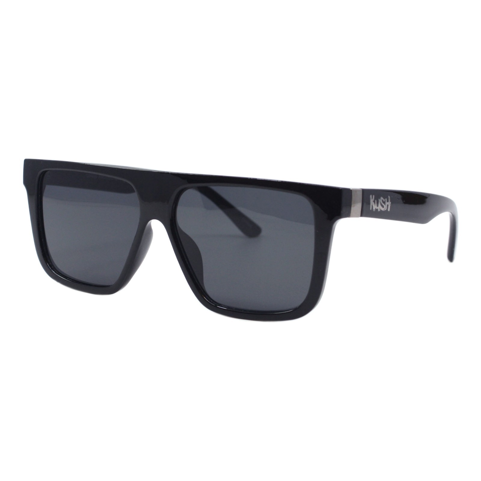 Kush Sunglasses Men’s Retro Flat Top Square Frame UV400 Black Lens
