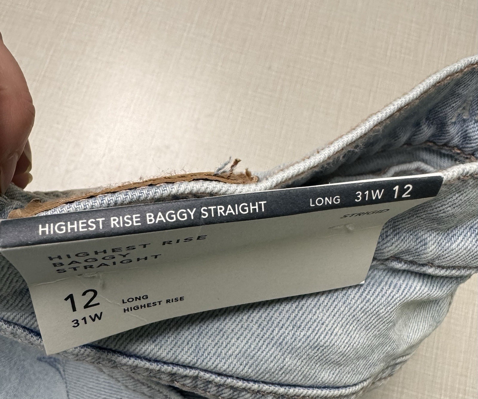 American Eagle Strigid Jeans Blue Indigo Water Highest Rise Baggy Straight 12L