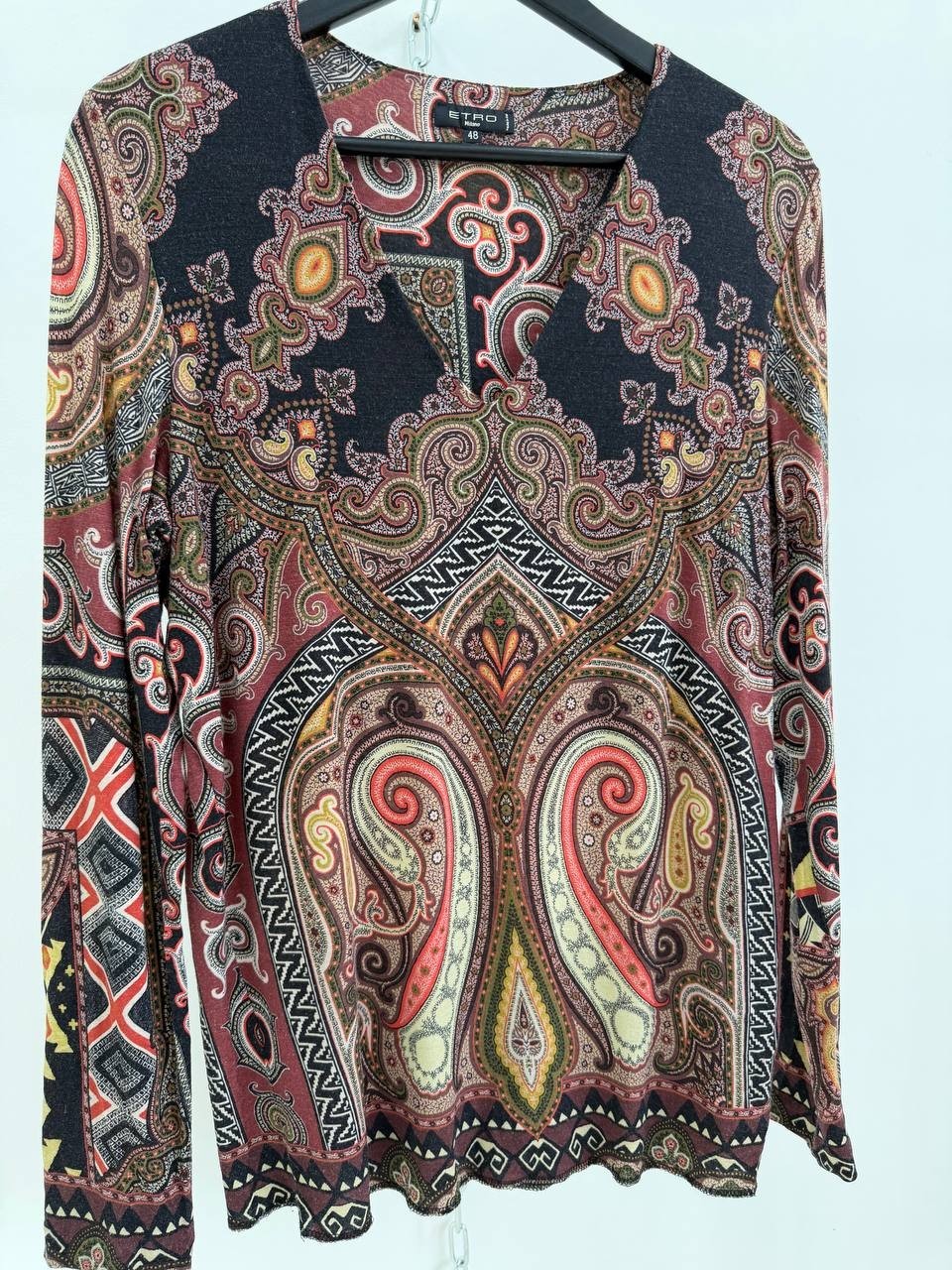 ETRO Milano Paisley Wool Blend Long Sleeve Top