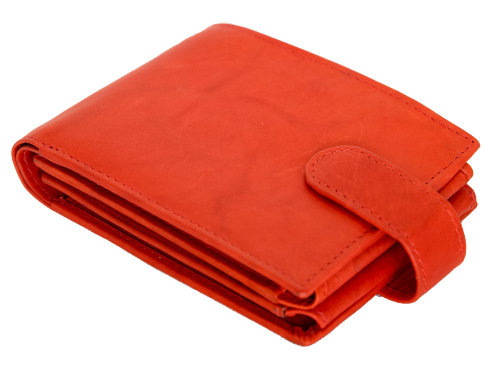 26 Card slots✠NEW MENS Real Leather 4 fold wallet✠Easily find cards✠Clasp✠RED
