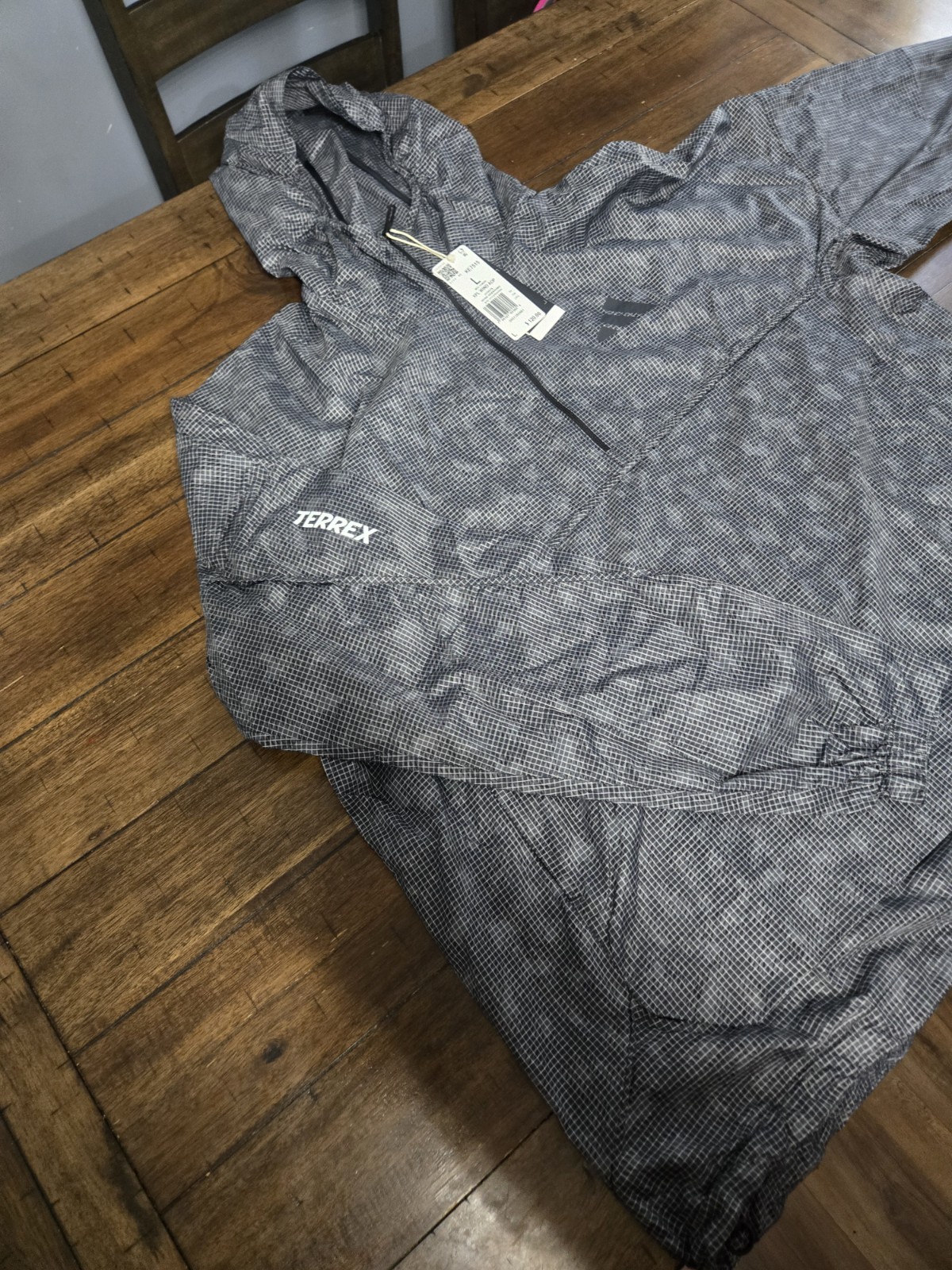 Adidas Terrex Xploric Clima365 Men’s Sz L Wind Anorak Jacket Grey Carbon KE7515
