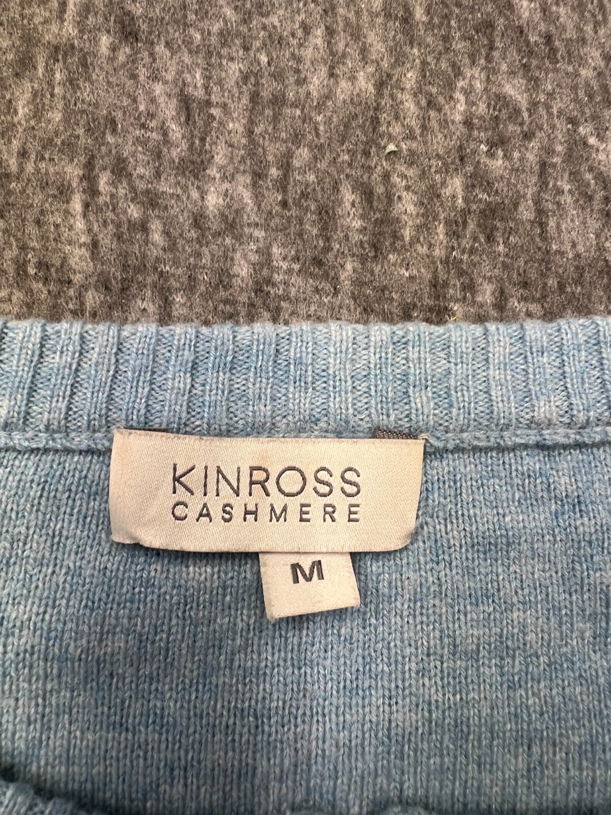 Kinross Cashmere Half 1/2 zip Pullover Sweater Blue Medium M