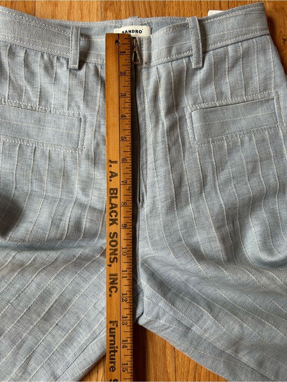 Sandro Paris Ulysse Blue Pinstripe High-Waist Wide-Leg Trousers EU 36 US 4