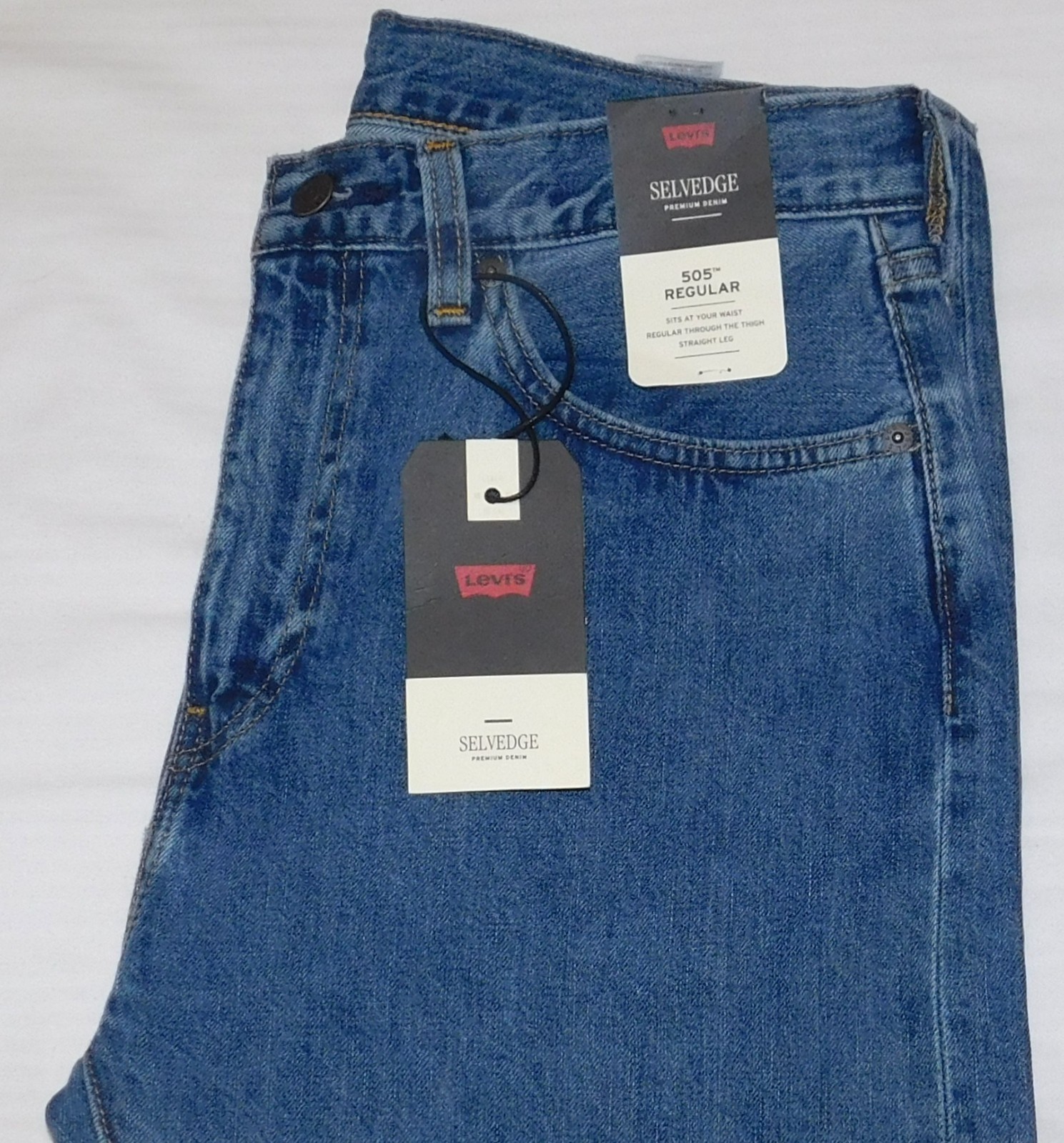 LEVIS 505 Regular Premium SELVEDGE Denim Jeans MSRP $128 All My Days Selvedge