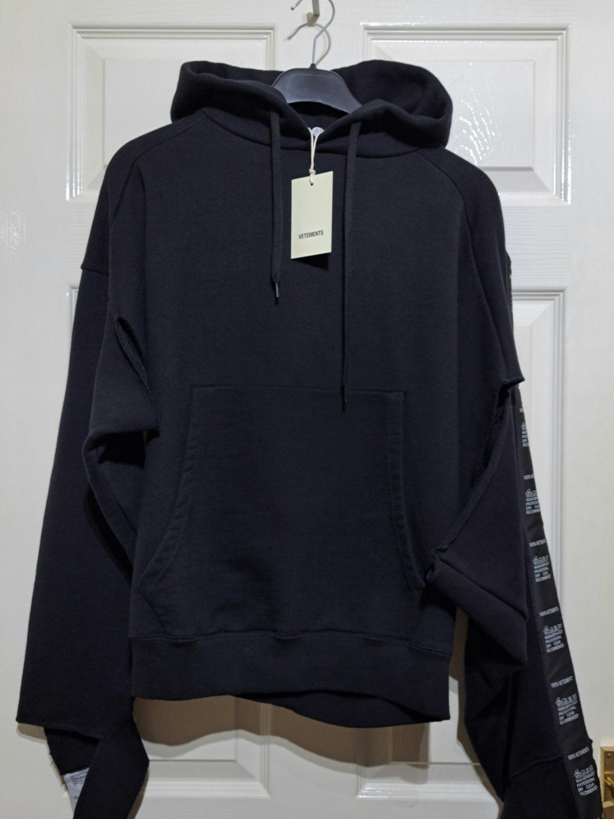 Vetements Authentic Tape Hoodie Black SS18 Women’s S Oversized Made In Portugal