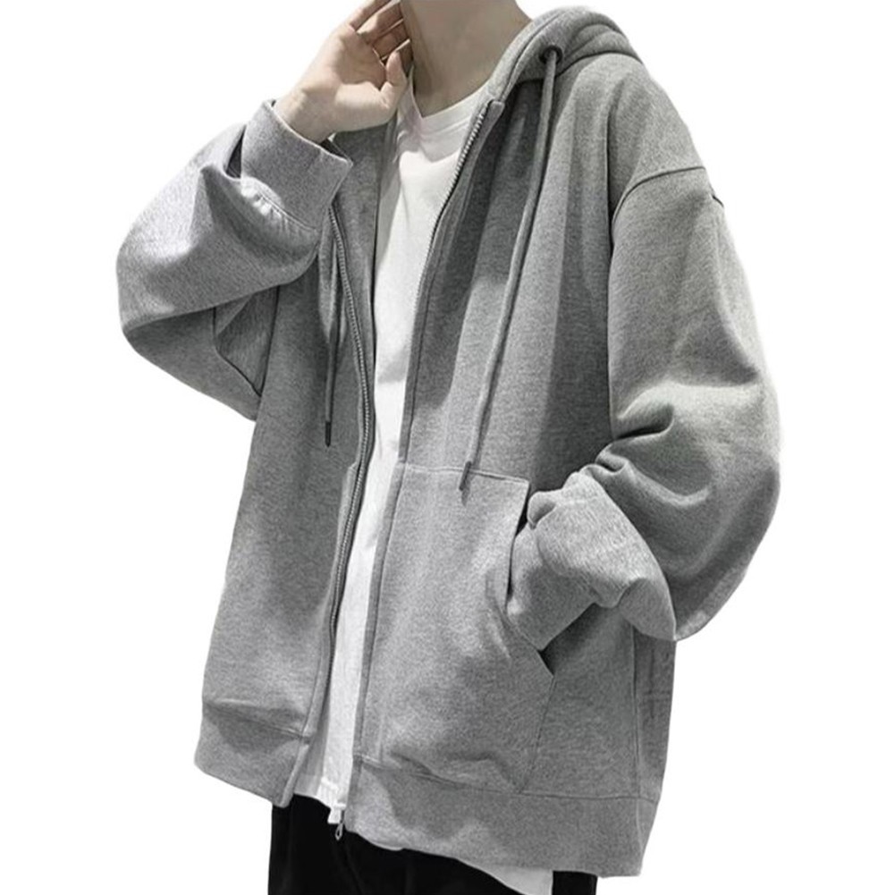Men Polyester Spandex Blend Oversized Cotton Hoodies Harajuku Streetwear Jacket