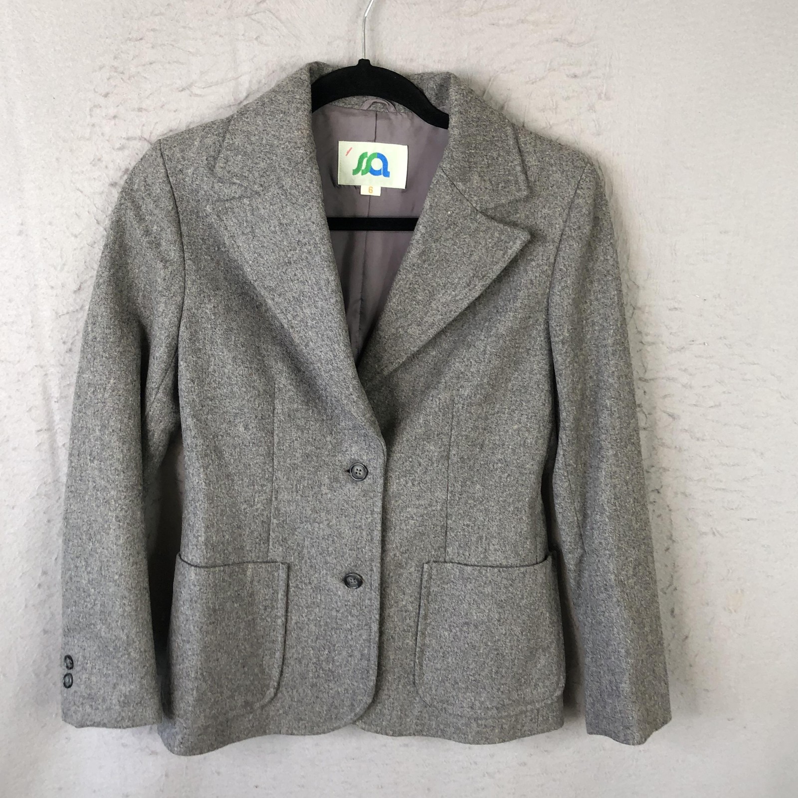 SA Blazer Womens 6 Gray Wool Nylon Old Money Vintage Japan Career Professional
