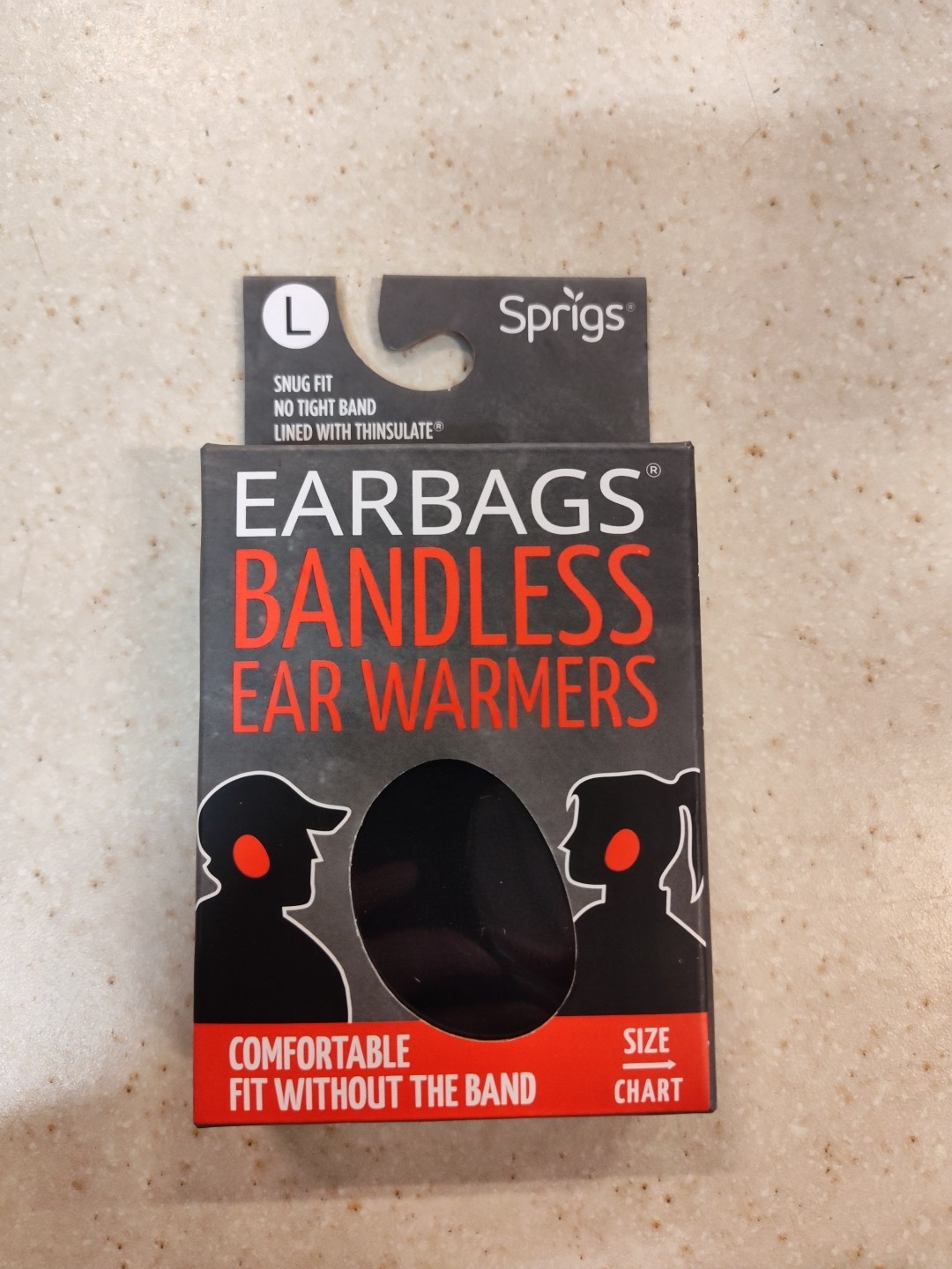 Sprigs Earbags Snug Fit, Lined With Thinsulate Flex Insulation, Large Black/Gray