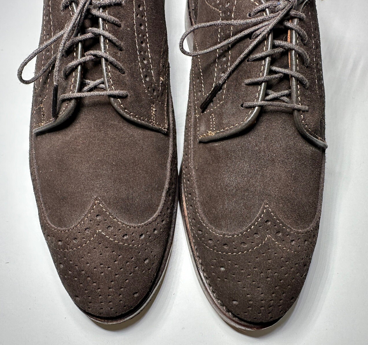 Allen Edmonds Player’s Shoe Wingtip Dress Dark Brown Suede Shoes Mens Size 7D