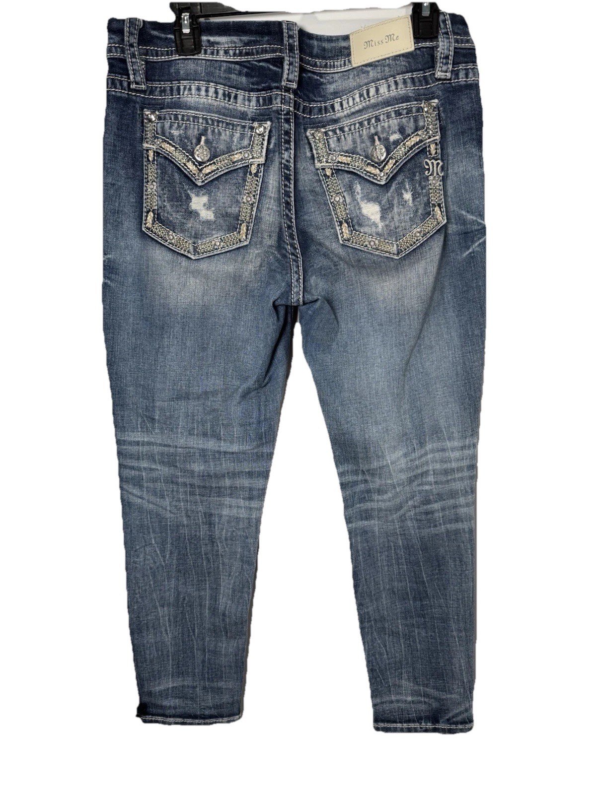 Miss Me Signature Ankle Skinny Stretch Jeans Flap Pockets Size 29X27 Low Rise