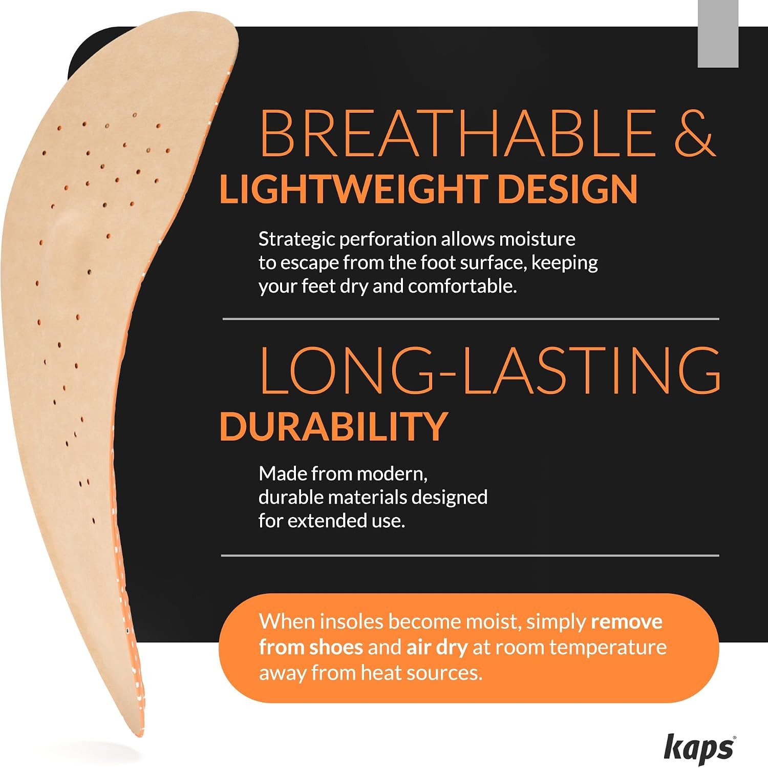 KAPS Comfort Footbed Insoles – 4-Layer Memory Foam Insoles with Arch Support for