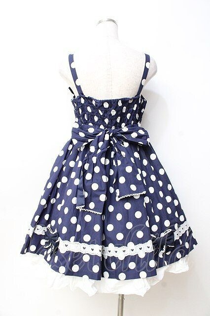 Angelic Pretty Polka Dot Jumper Skirt JSK Navy Sweet Lolita Fashion Japan