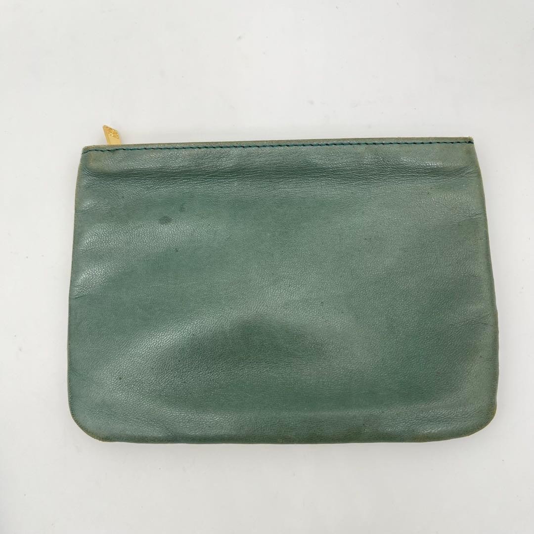 Loewe Anagram One-Shoulder Bag Green Embossed Logo Pouch Japan 069955