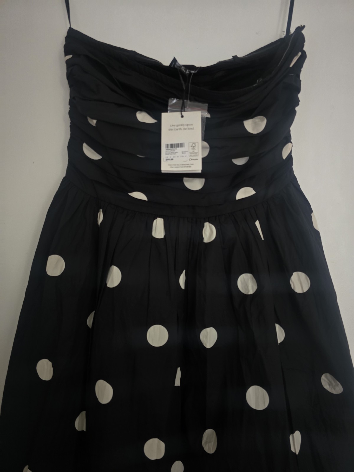 Black Polka Dot Bandeau Felicity Midi Dress size 8/S