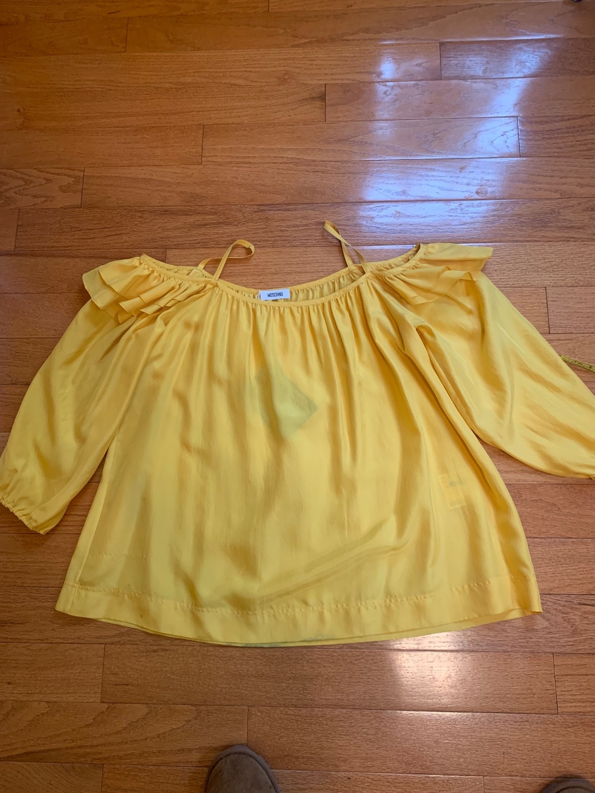 NWT Moschino 100% silk yellow top I 44 US 10, oversized