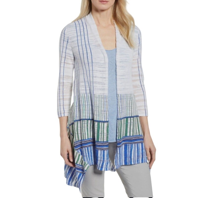Nic+Zoe Women’s Long Sleeve Linen Blend Open Front Cardigan Size Large