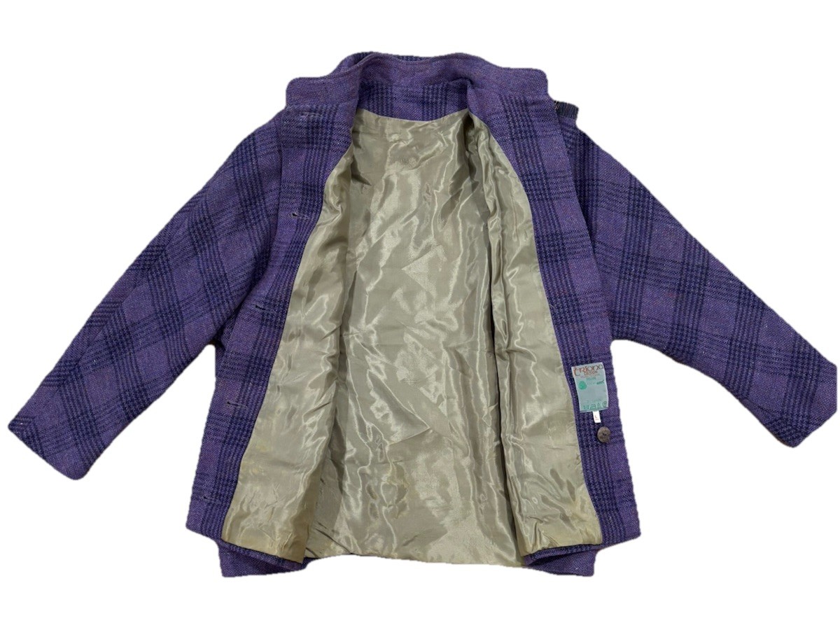 Ireland A Triona Design 100% pure new wool Jacket W/Scarf Purple Plaid Women’s L