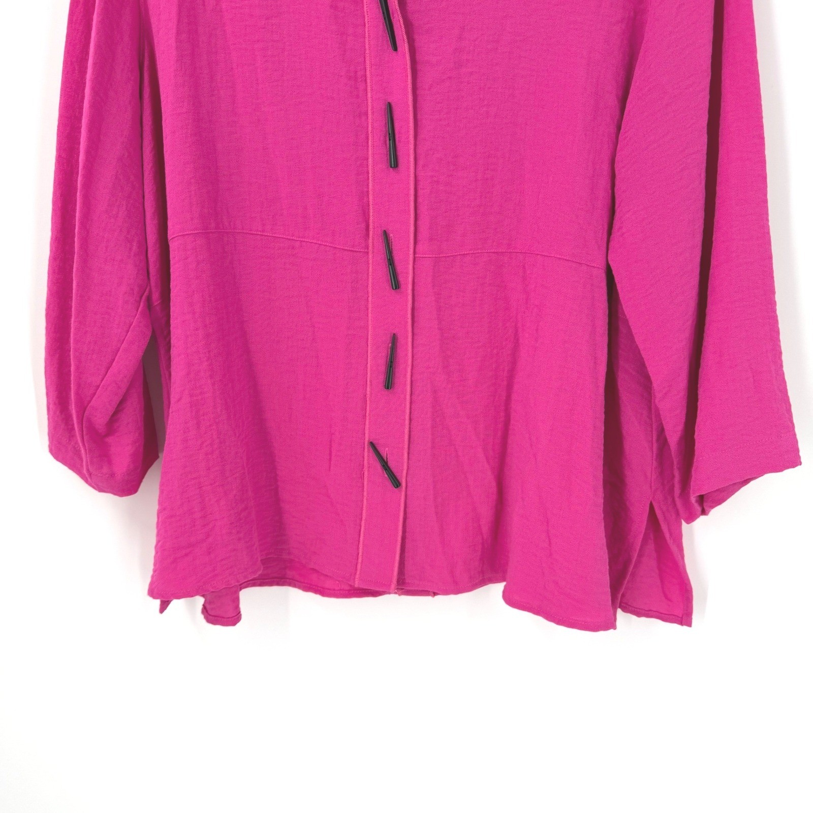 Ali Miles Toggle Button Front Blouse Top Women SZ Petite XL Pink Artsy Lagenlook