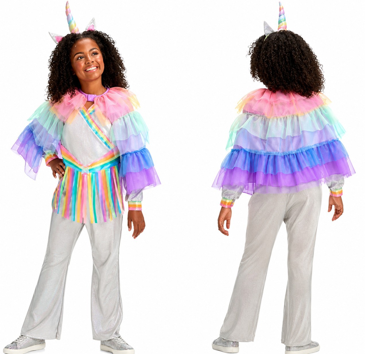 Hyde & Eek Girls Rock Star Unicorn Jumpsuit Cape Headband Costume