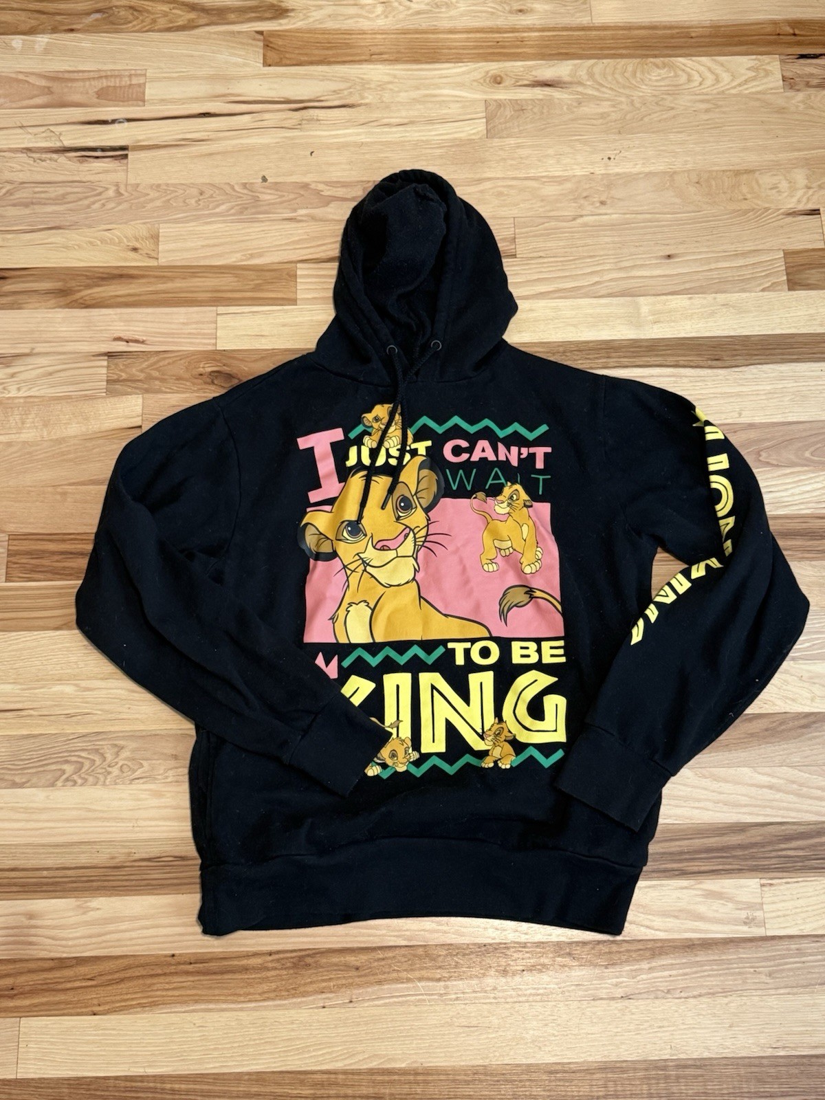 Disney The Lion King Hoodie Unisex Medium Simba Art Black Pullover