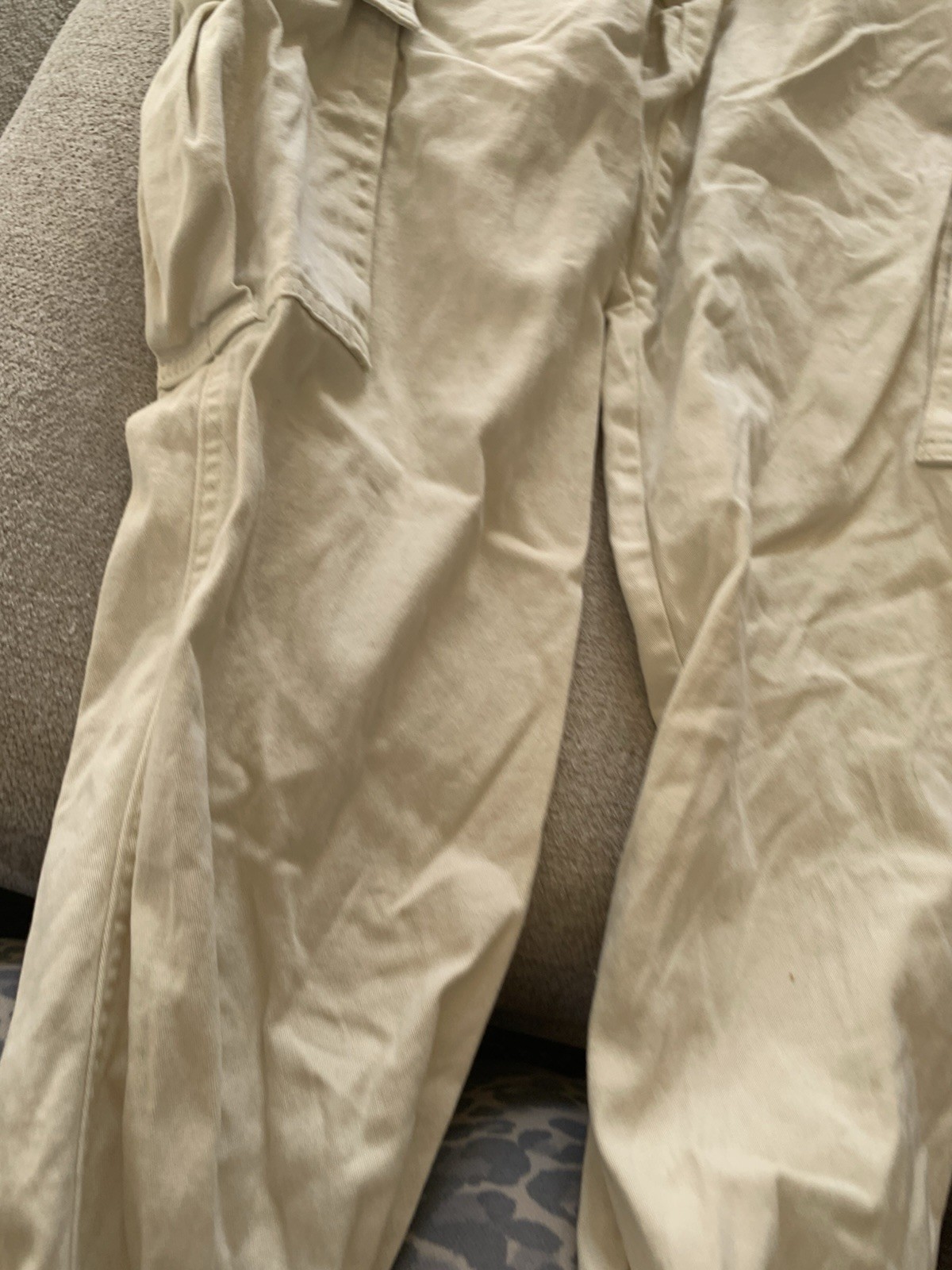 Wesc Khaki Cargo jogger 30w Well Made Thicker Fabric cream, color, extra large