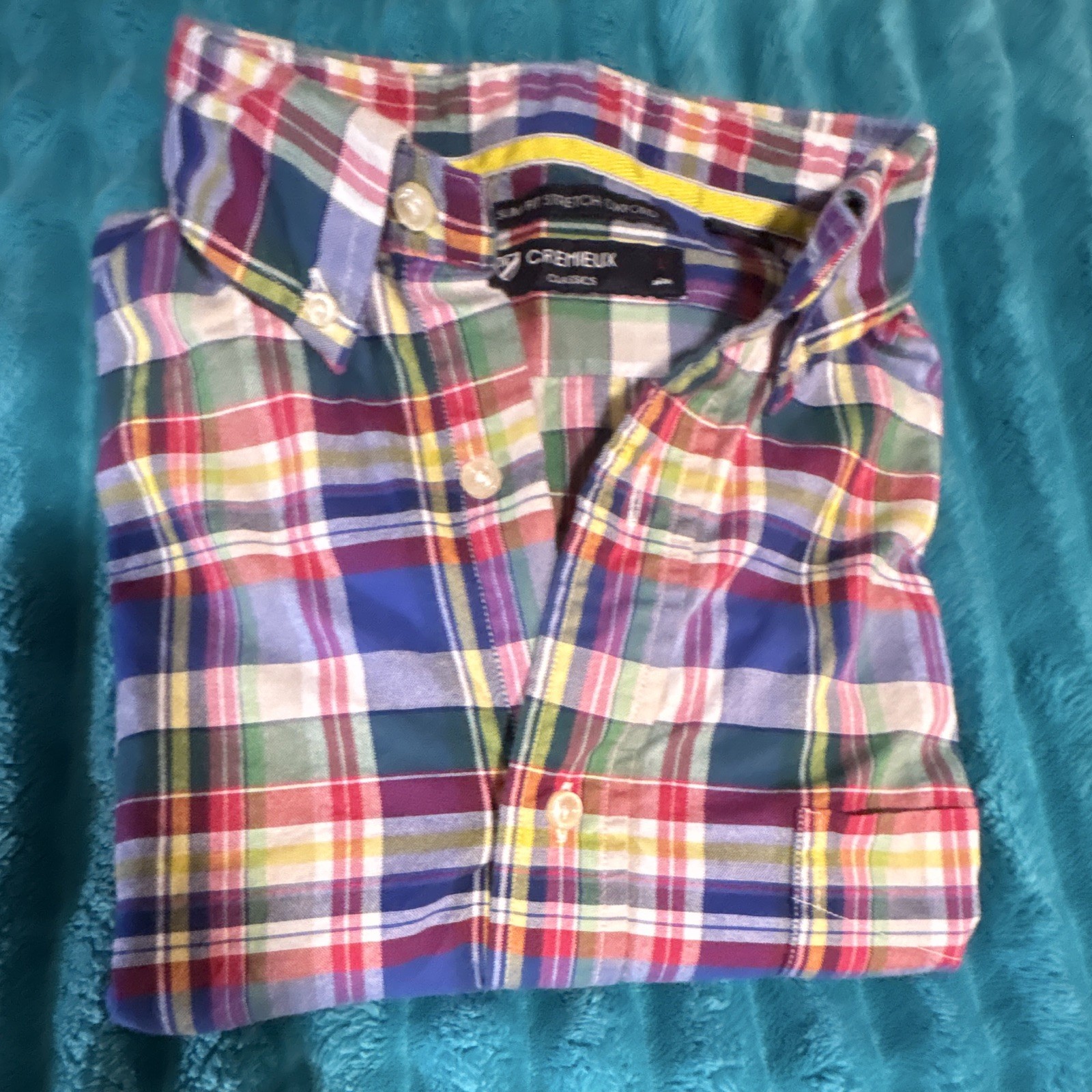 Cremieux Classics Men’s L Slim Fit Stretch Oxford Plaid Button-Down Shirt