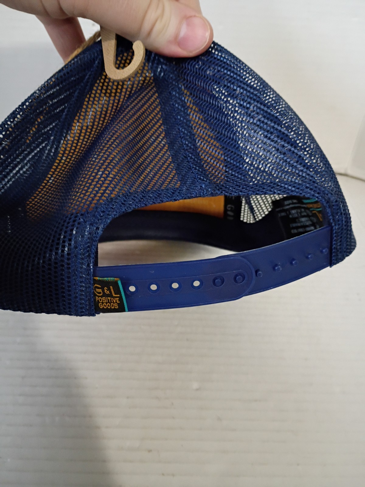 G&L Trucker Hat Santa Fe Positive Goods mesh snap-back blue red yellow adult