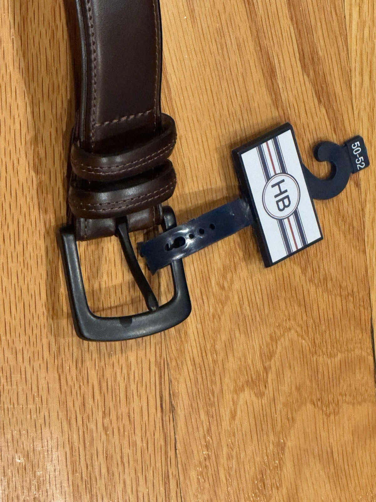 HB Brown Leather 1.25” Wide Belt Men’s Big Tall 52-50 Waist New With Tags
