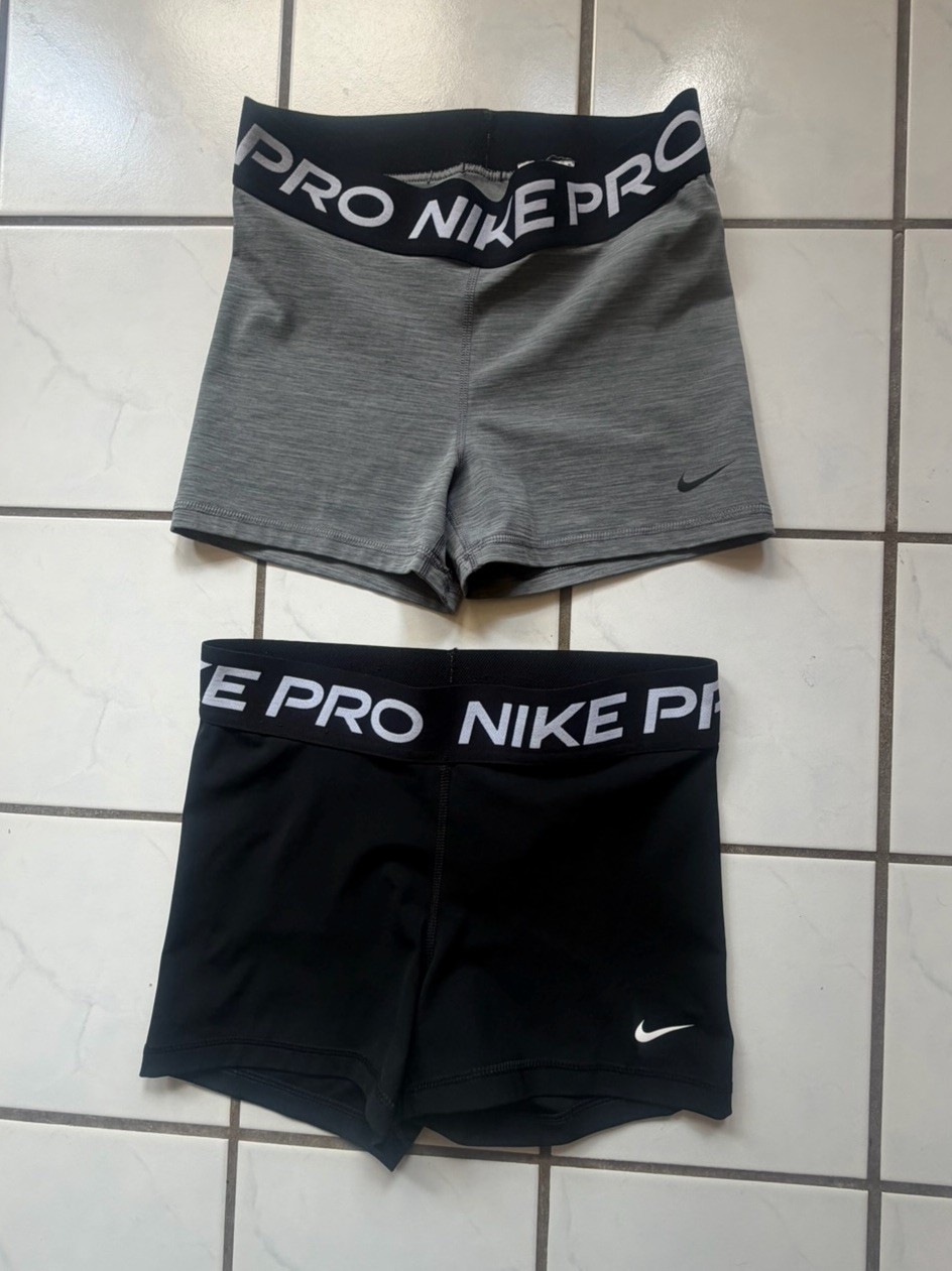 2 Nike Pro Compression Shorts 1 Gray / 1 Black Solid Pull-On Gym Training #294