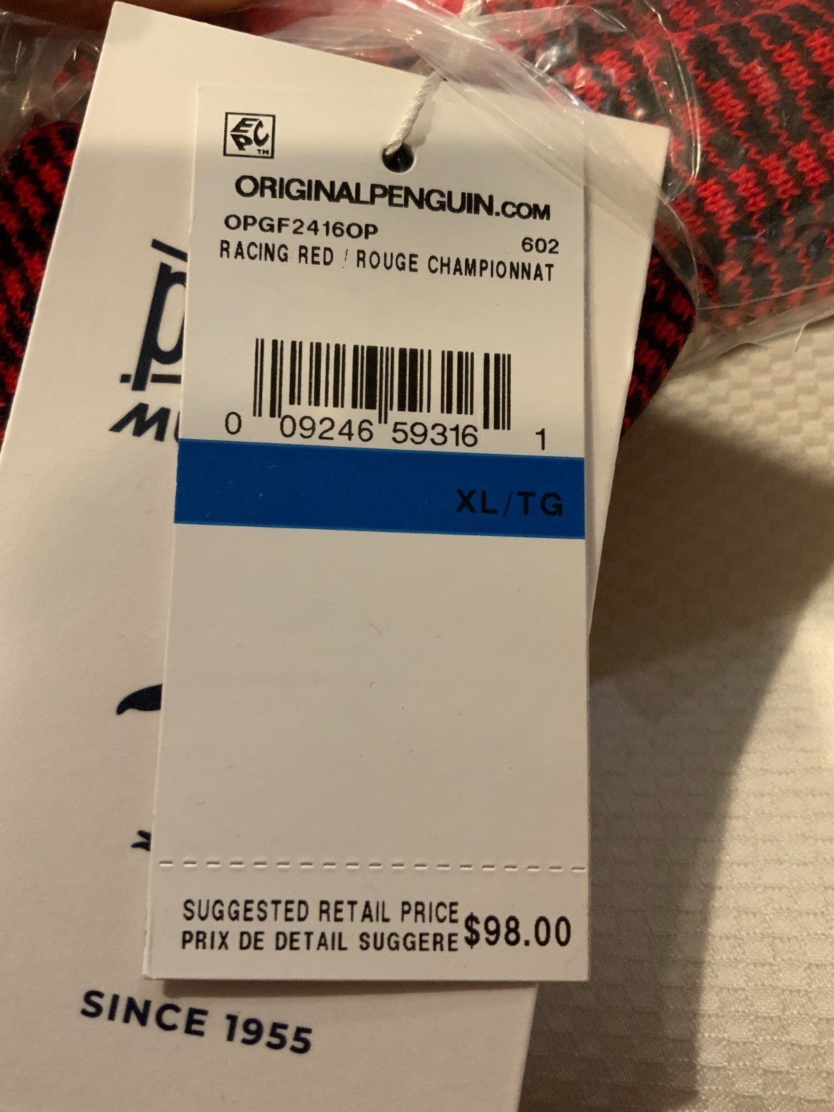 Original Penguin Men’s Tonal Jacquard Sweater, Style# OPGF2416OP, Size XL