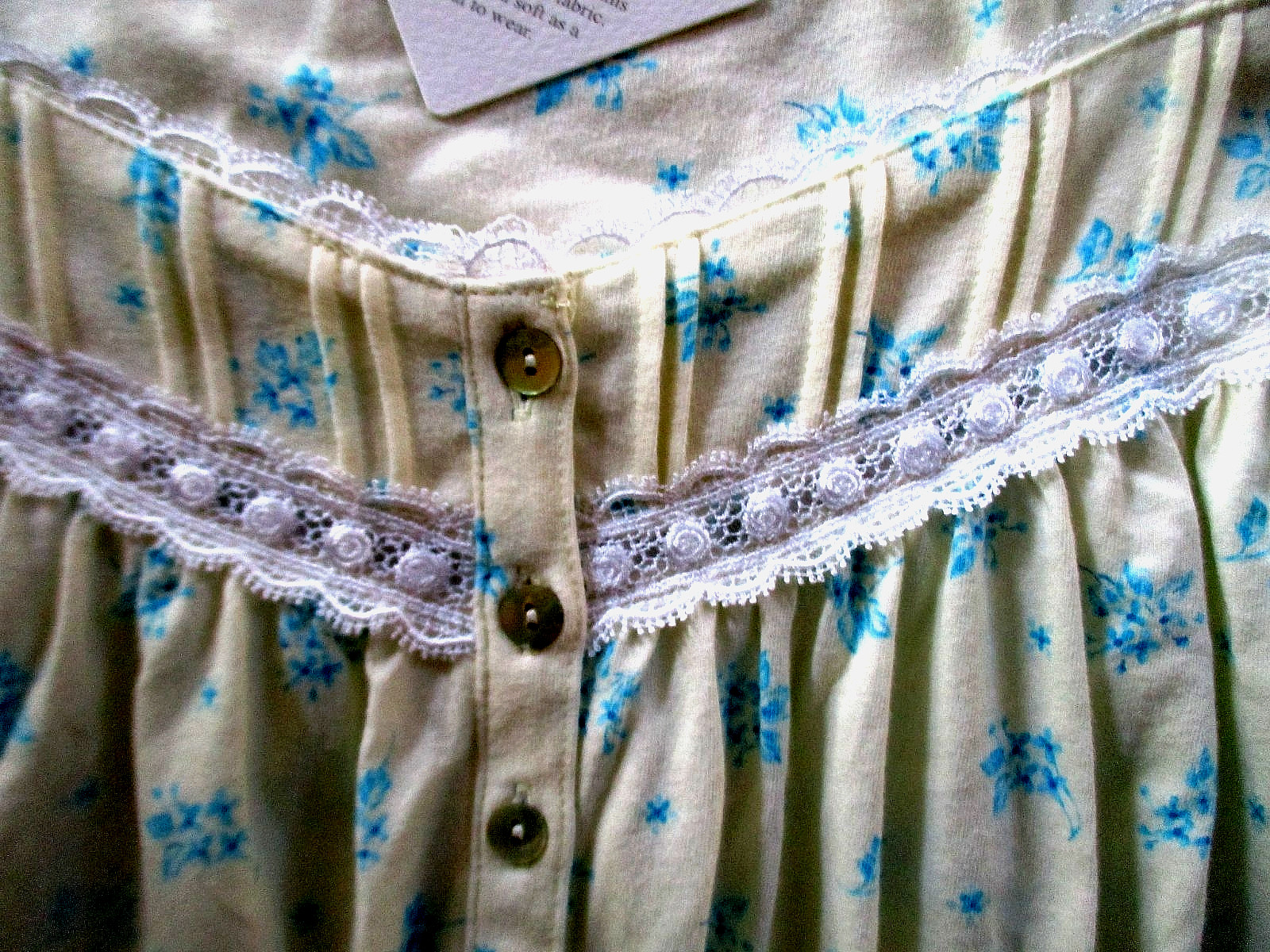EILEEN WEST SHORT NIGHTGOWN SLVLESS COTTON KNIT YELLOW BLUE FLORAL LARGE NEW