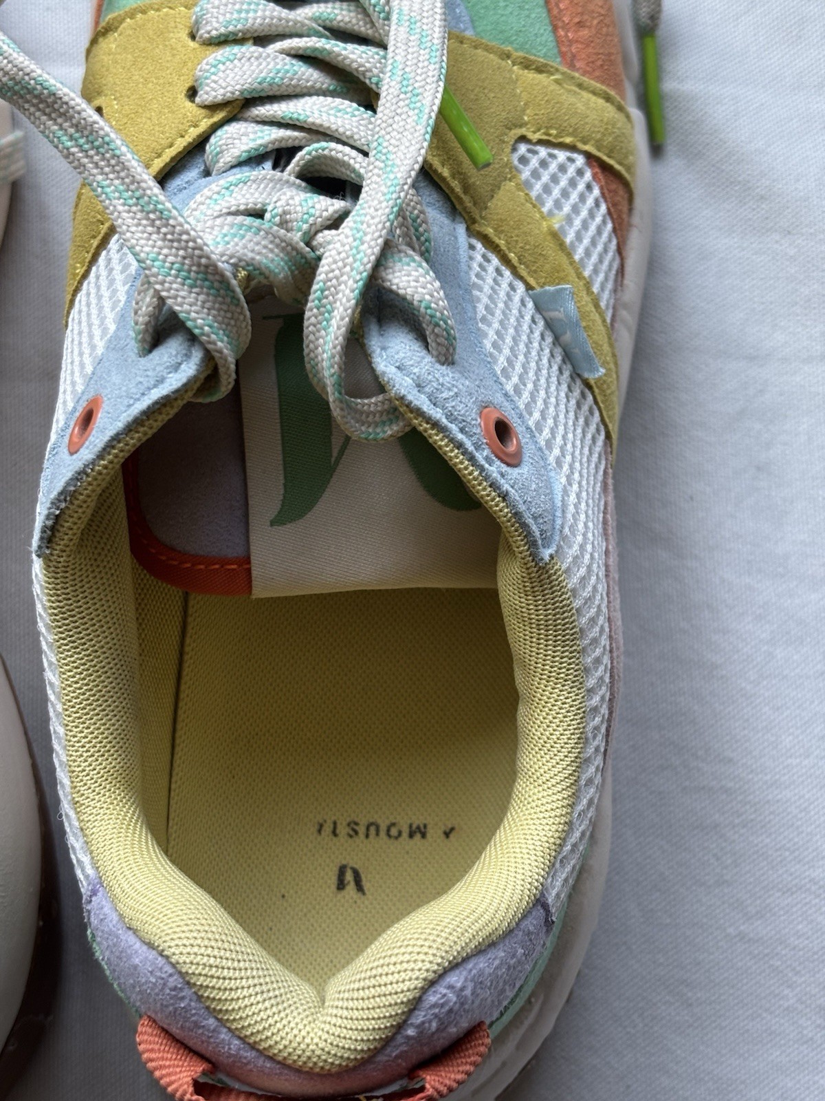ODAJE ex M. MOUSTACHE LISON Sweden Vegan and Mesh Green Lemon Sneakers Size 38