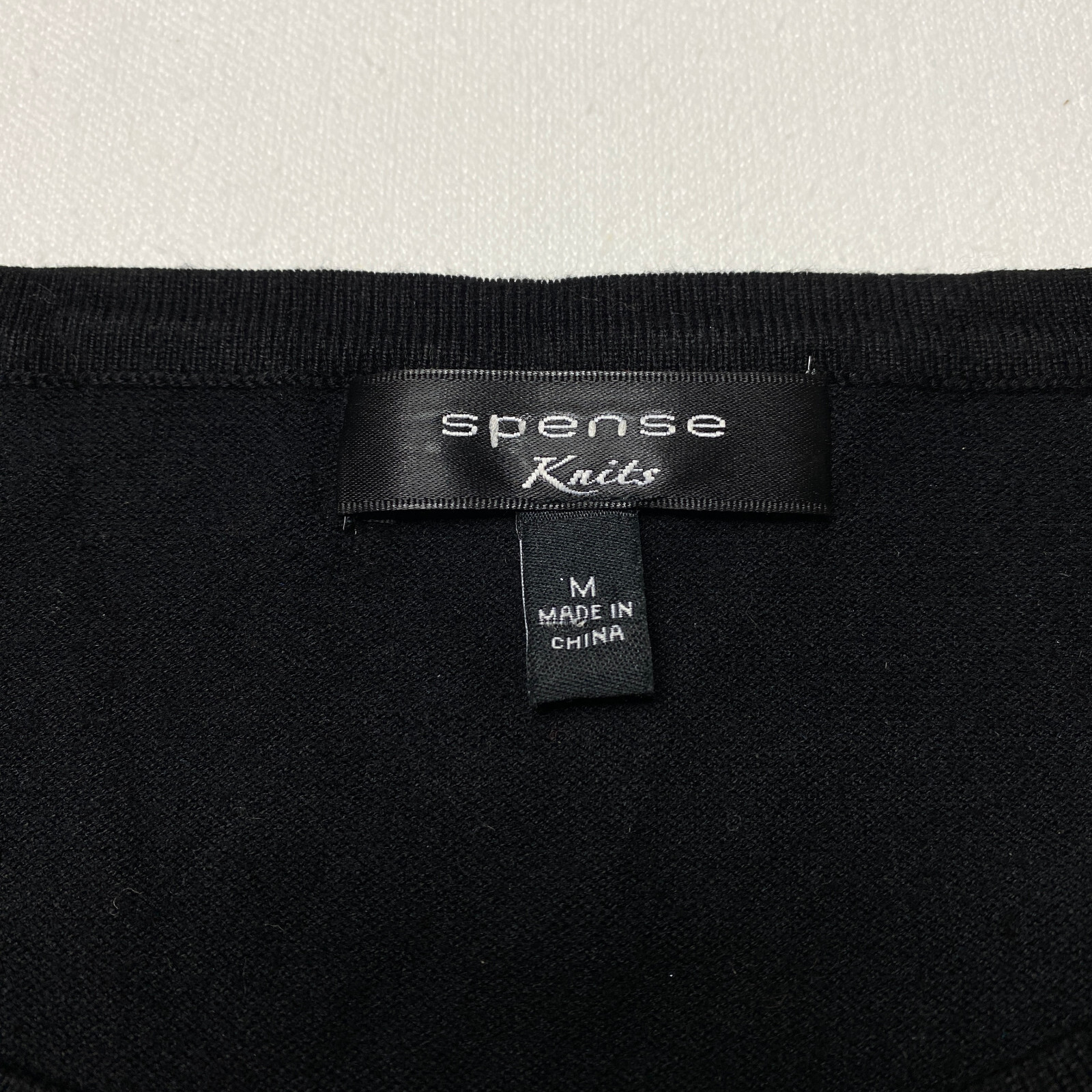 Spense Knits Sweater sz M Black Tight Knit Quiet Luxury Minimalist Modern Casual