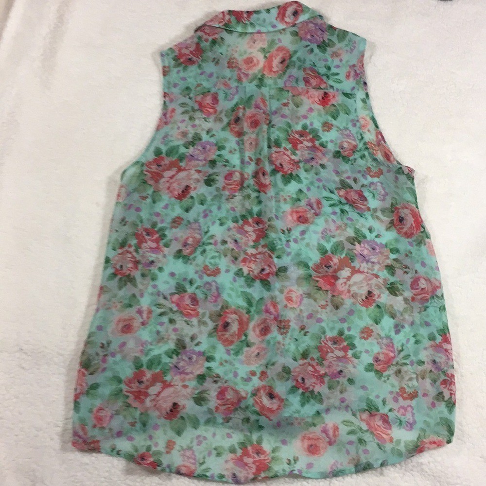 Ambiance Semi Sheer Floral Sleeveless Top Size L