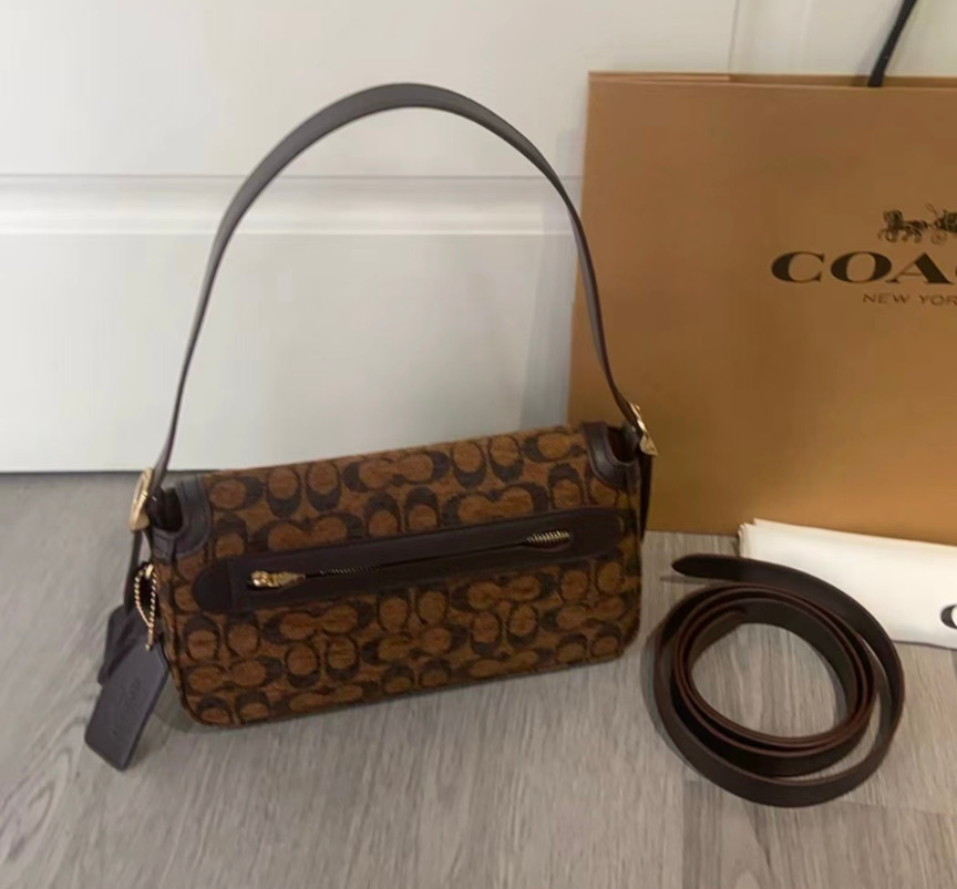 Coach Etta Small Flap Shoulder Bag in Signature Chenille Trüf CCV65 Outlet NEW