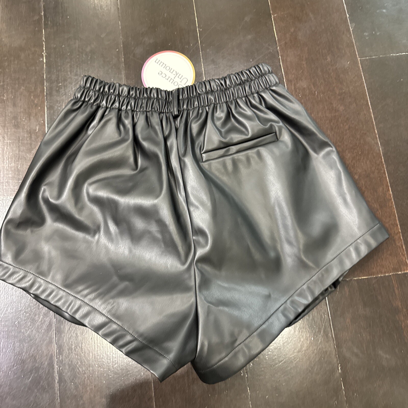 Source Unknown New With Tag Giacca High Rise Angled Leather Shorts Black S/M