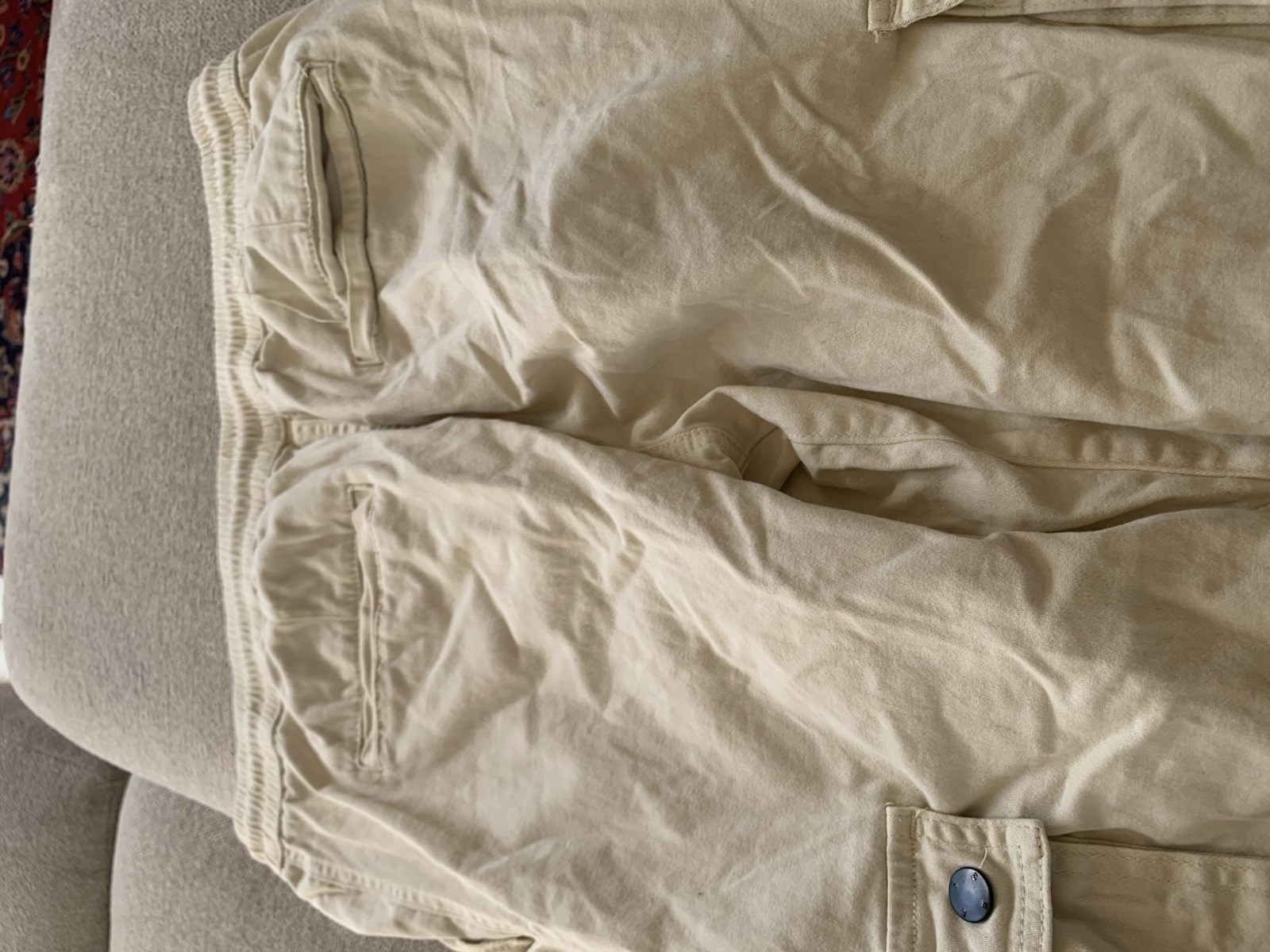 Wesc Khaki Cargo jogger 30w Well Made Thicker Fabric cream, color, extra large