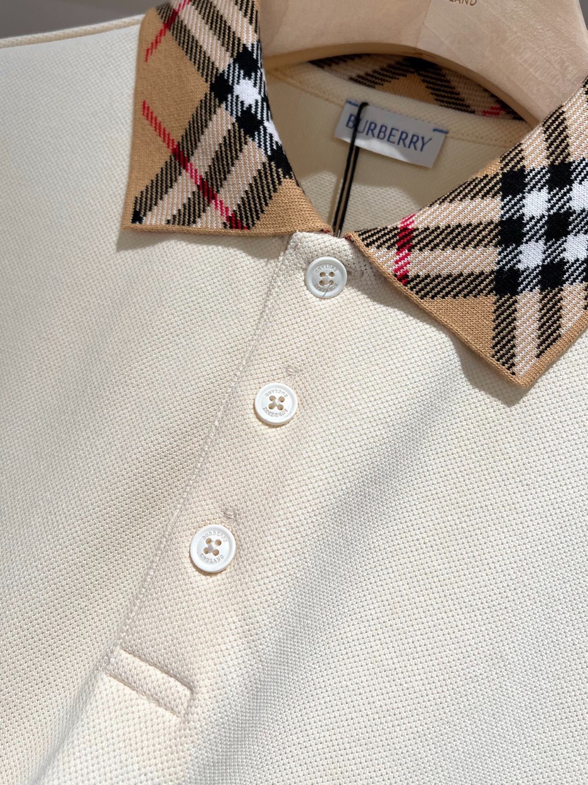 BURBERRY Polo Shirt Medium Black New With Tags White/Black/Green