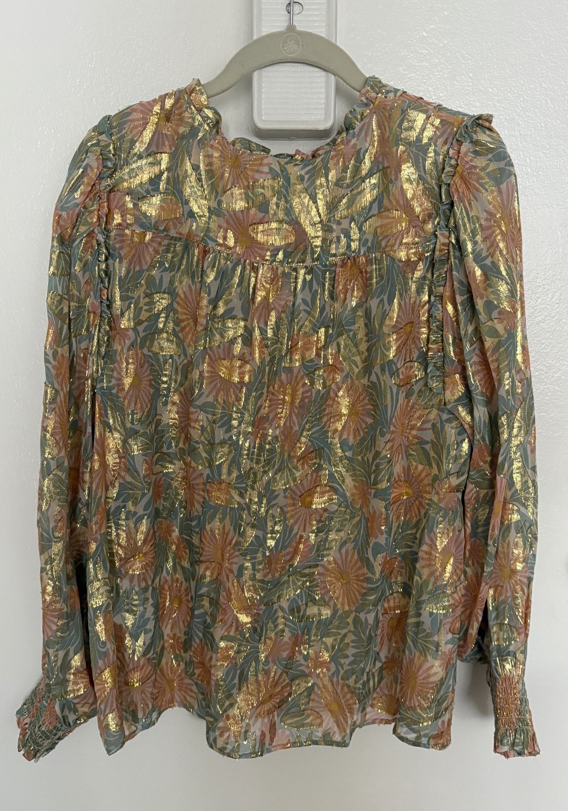 NWT Sezane Malvina Blouse, US 8/FR 40, Jungle Spring Color