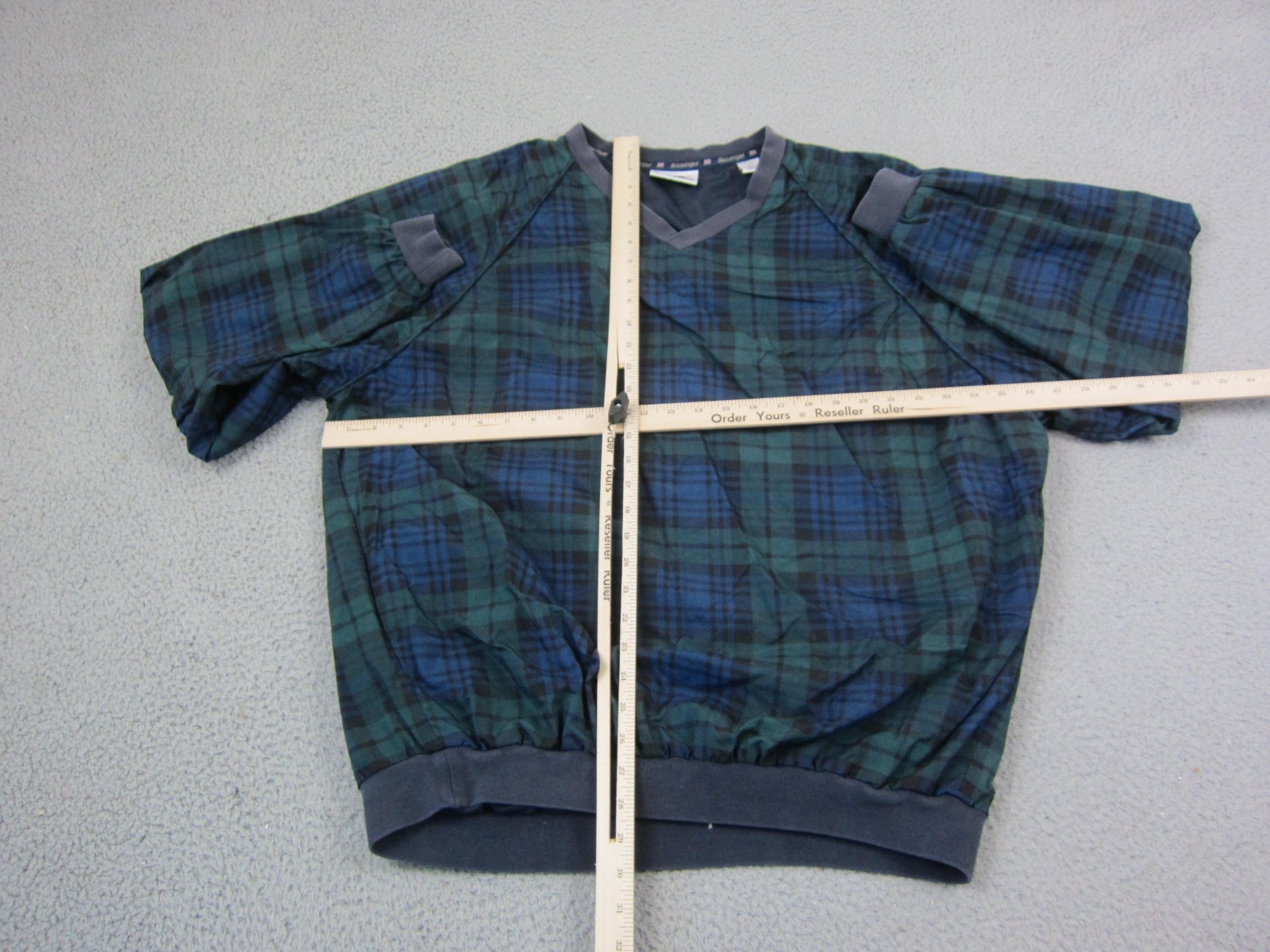 Vintage Slazenger Sweatshirt Mens Extra Large XL Blue Green Plaid Golfing Golf