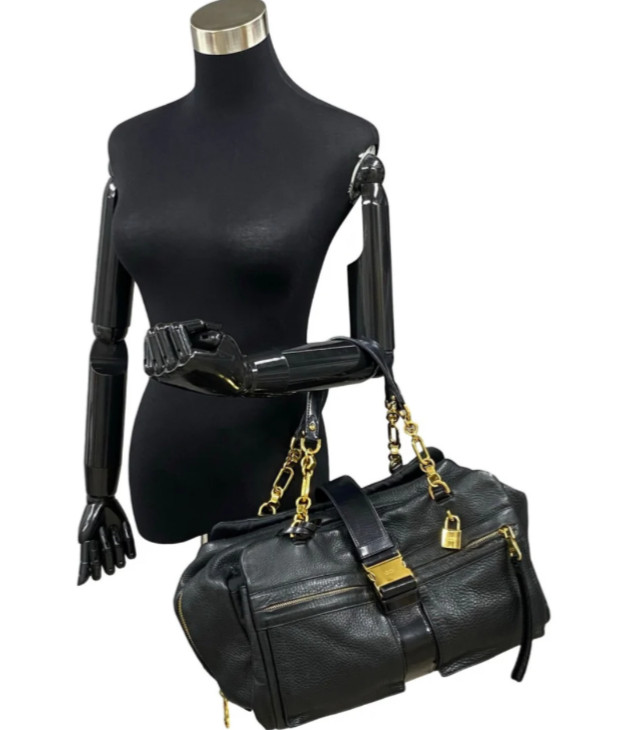 Loewe Leather Laura 33 handbag Black Pony-style calfskin Chain top Handle Bag